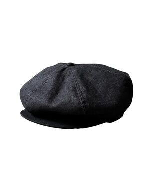 Stewart of Scotland Men’s 100% Linen 8 Panel Bakerboy Cap in Black | L/XL